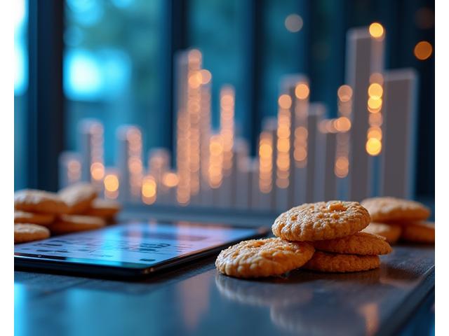 그래프와 여러 고단백 한식 스낵 제품이 놓인 모습으로 시장 성장세를 상징