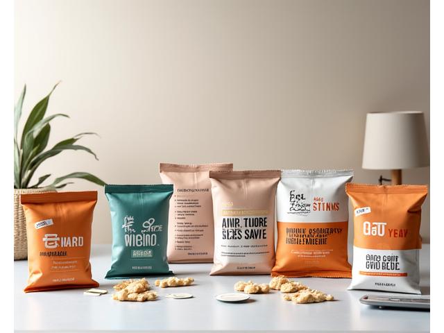 다양한 브랜드 로고가 새겨진 고단백 스낵 샘플 패키지 디자인